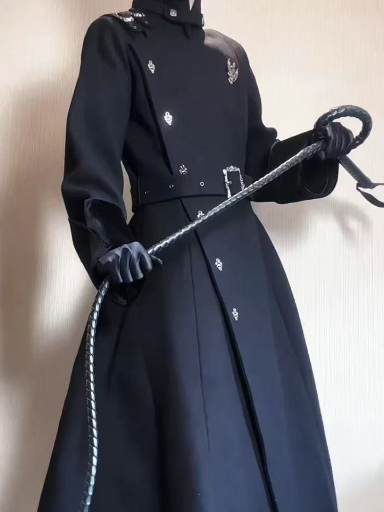 2025 Winter Gothic Belted Slim - Wool Coat Peacoat recension och pris