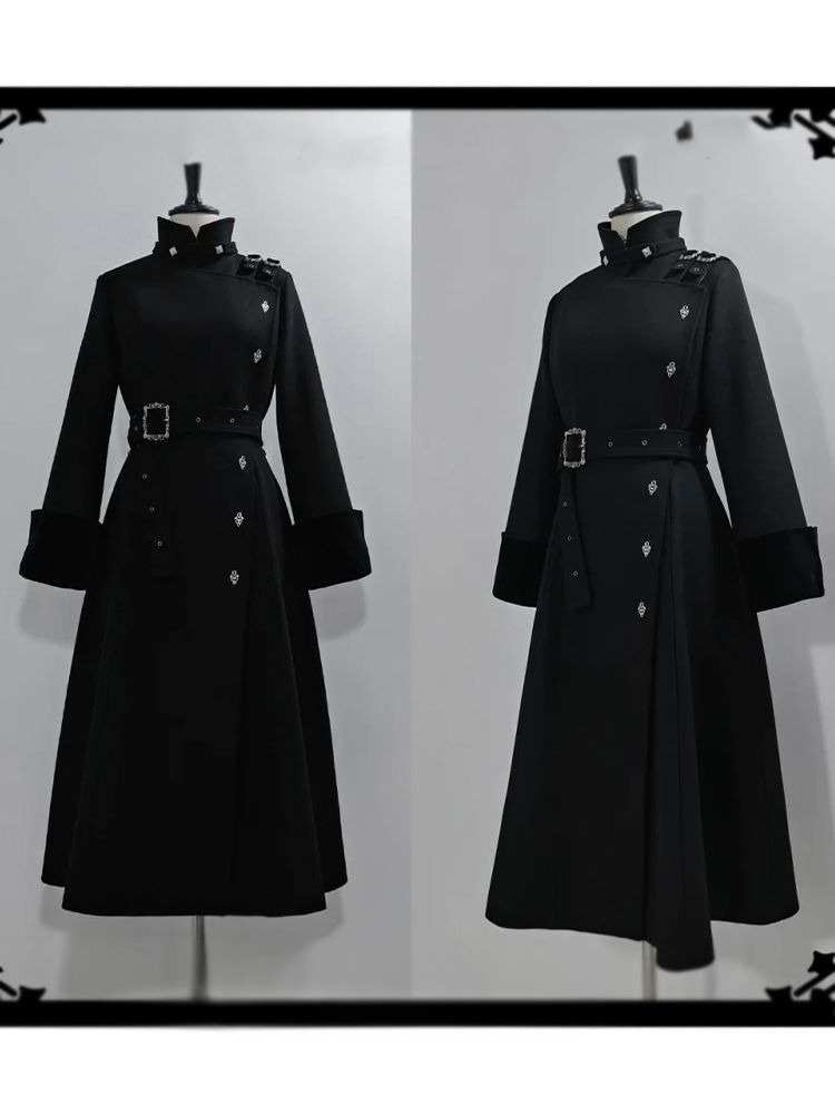 2025 Winter Gothic Belted Slim - Wool Coat Peacoat recension och pris