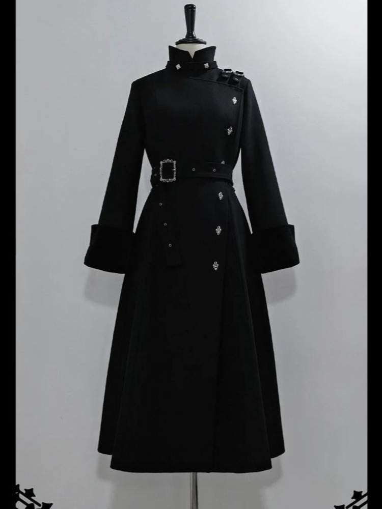 2025 Winter Gothic Belted Slim - Wool Coat Peacoat recension och pris