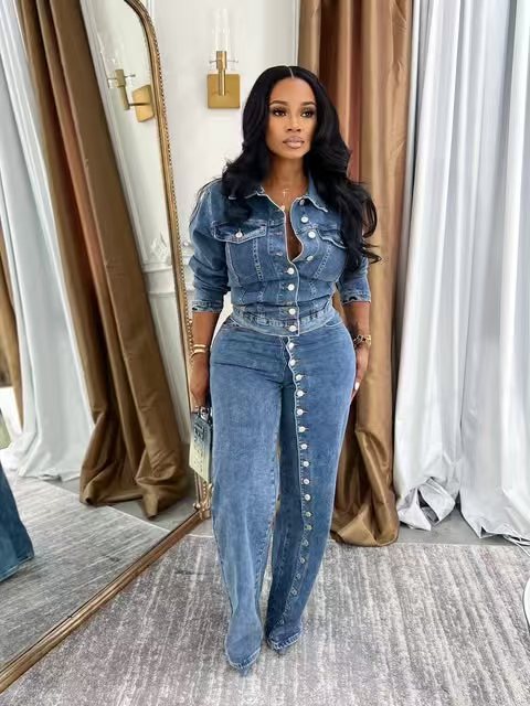 Jeans Suit Women Denim 2 Piece - Down Jacket Packable recension och pris