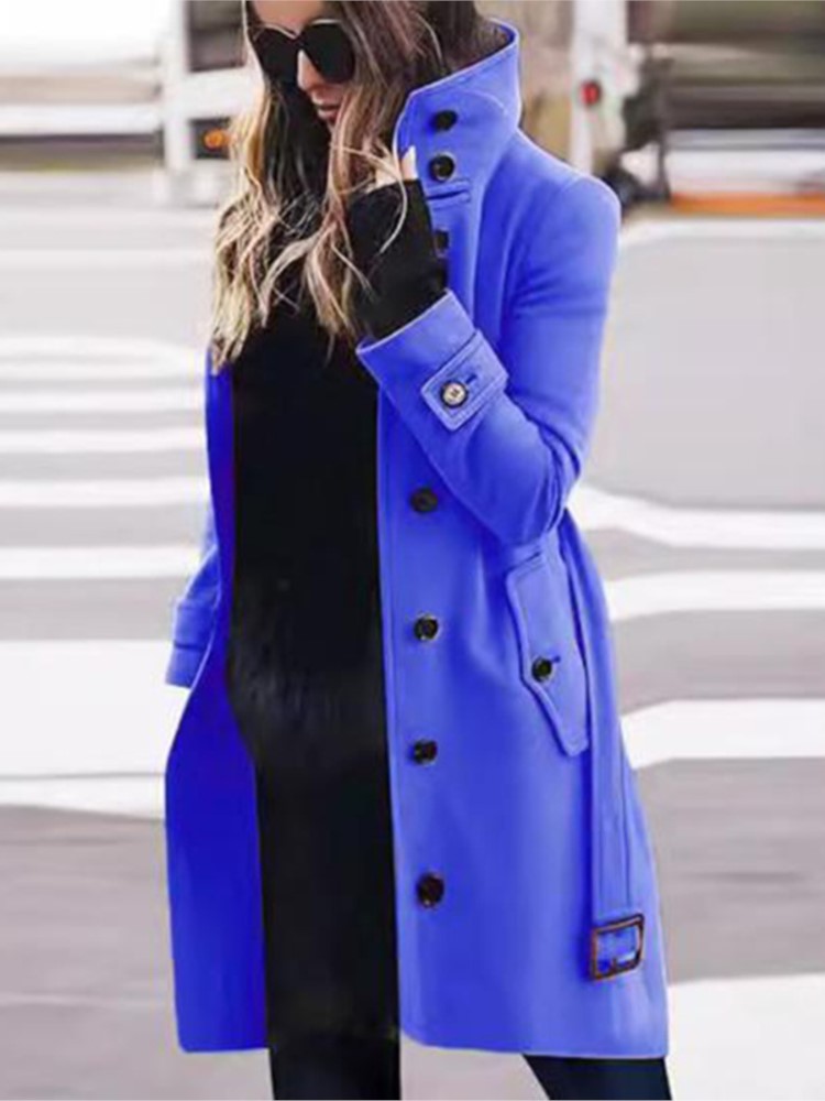 Women's New Woolen Coat Outerw - Wool Coat Peacoat recension och pris