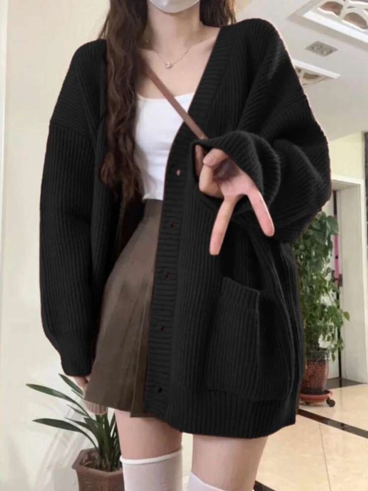 Loose Cardigan Women Long Slee - Wool Coat Peacoat recension och pris