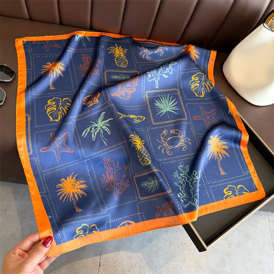 Blue Print Silk Square Scarf W - Shawl Wrap Winter recension och pris