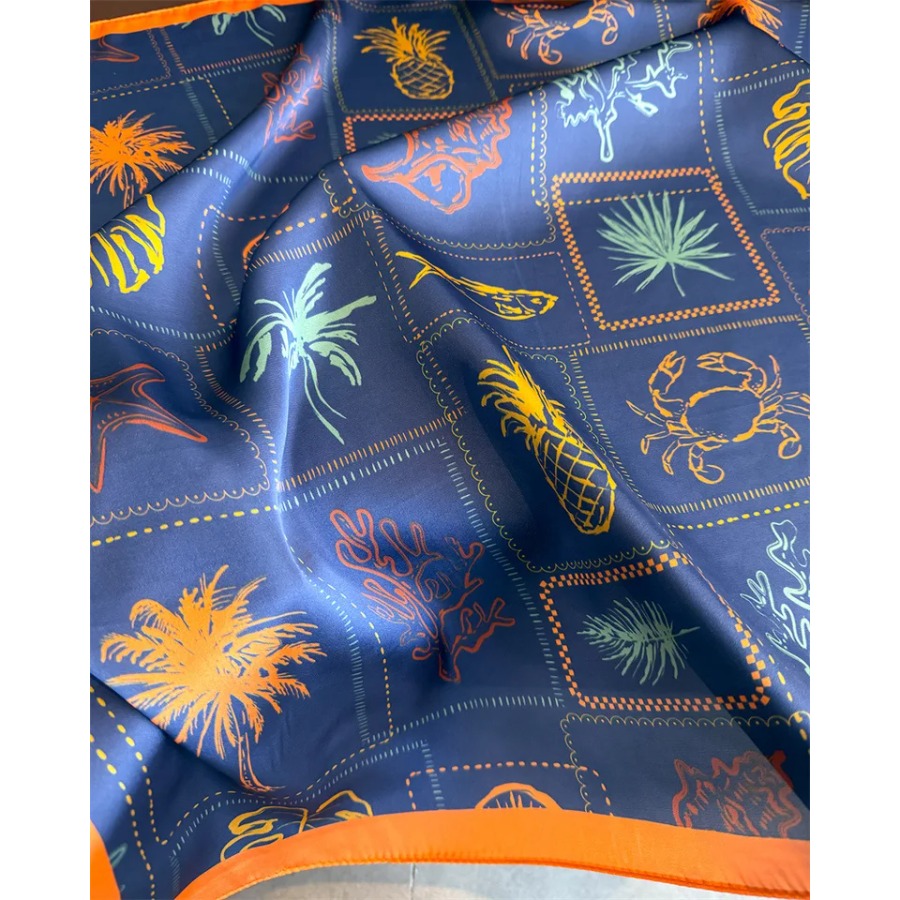 Blue Print Silk Square Scarf W - Shawl Wrap Winter recension och pris